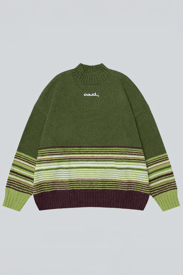 Winter Color-Block Knit Sweater with Embroidery – Cozy and Warm - 4inme