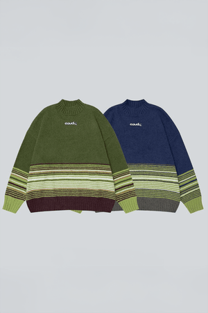 Winter Color-Block Knit Sweater with Embroidery – Cozy and Warm - 4inme