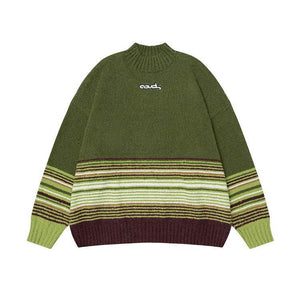 Winter Color-Block Knit Sweater with Embroidery – Cozy and Warm - 4inme