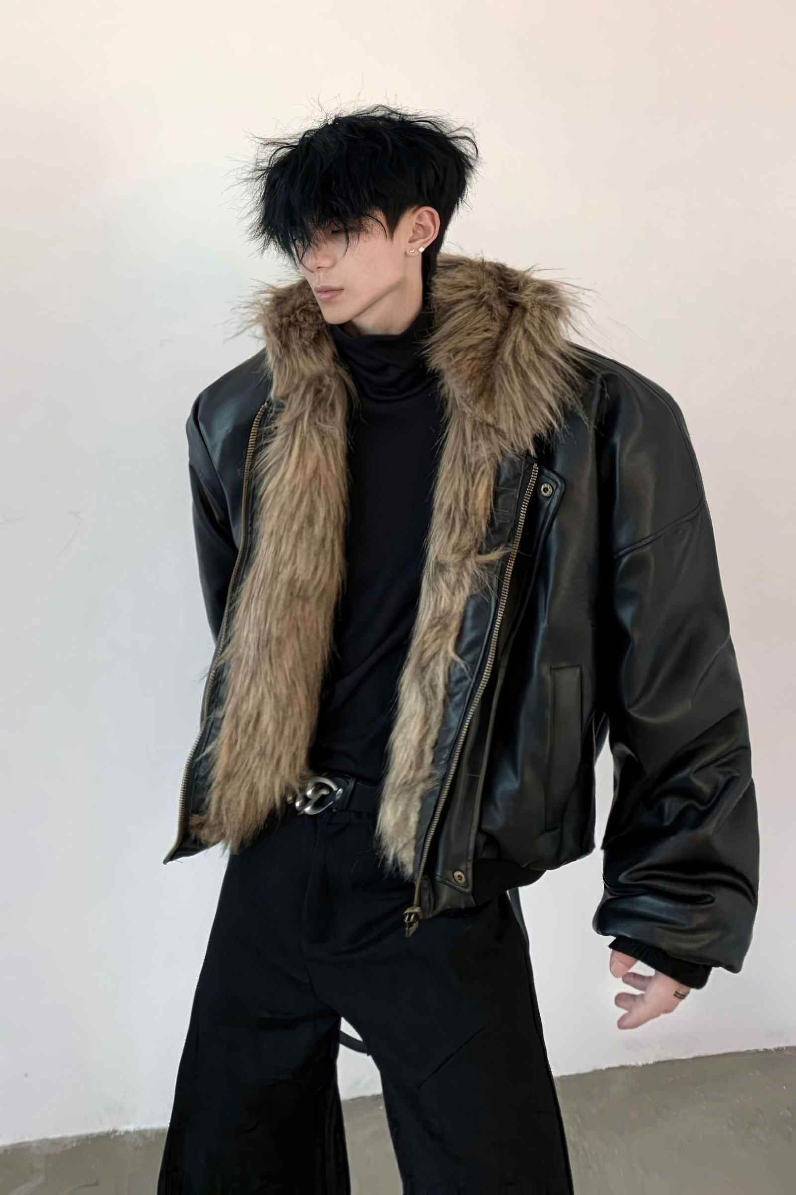 Winter Fashionable PU Leather Jacket for Men with Faux Fur, Reversible Design - 4inme