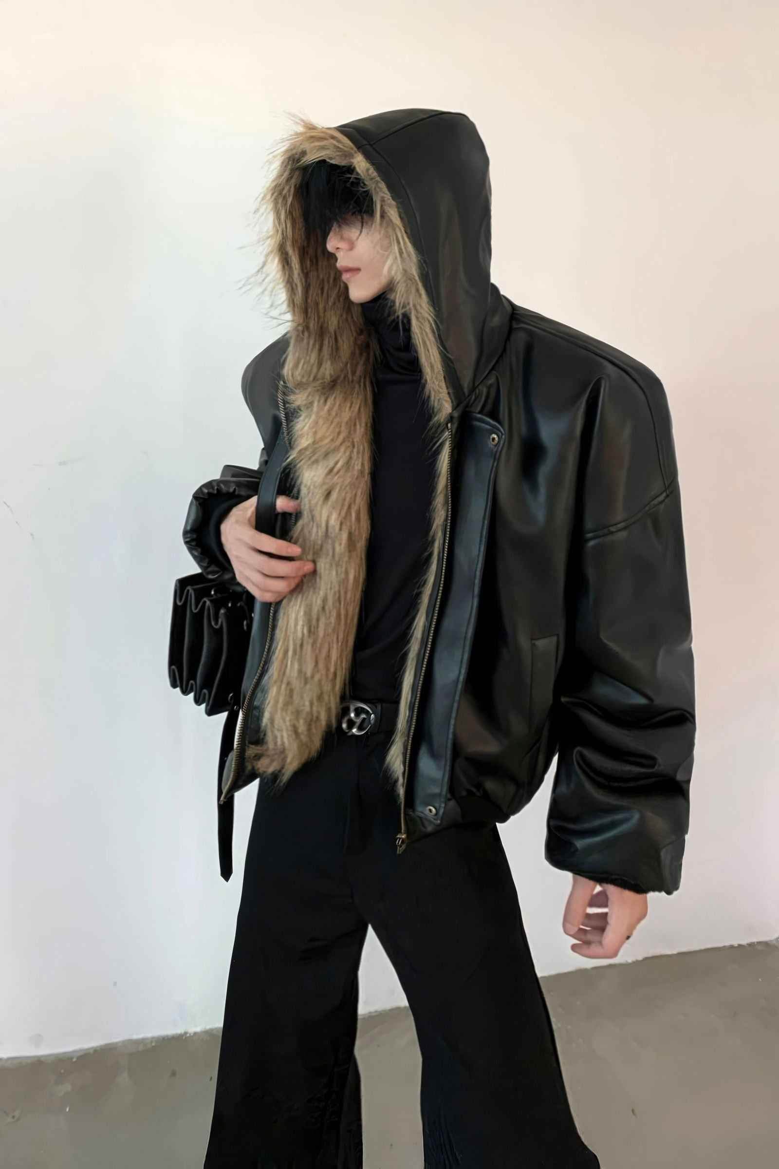 Winter Fashionable PU Leather Jacket for Men with Faux Fur, Reversible Design - 4inme