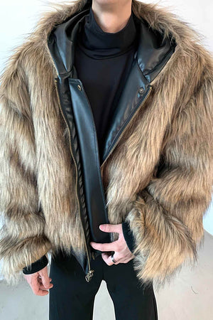 Winter Fashionable PU Leather Jacket for Men with Faux Fur, Reversible Design - 4inme
