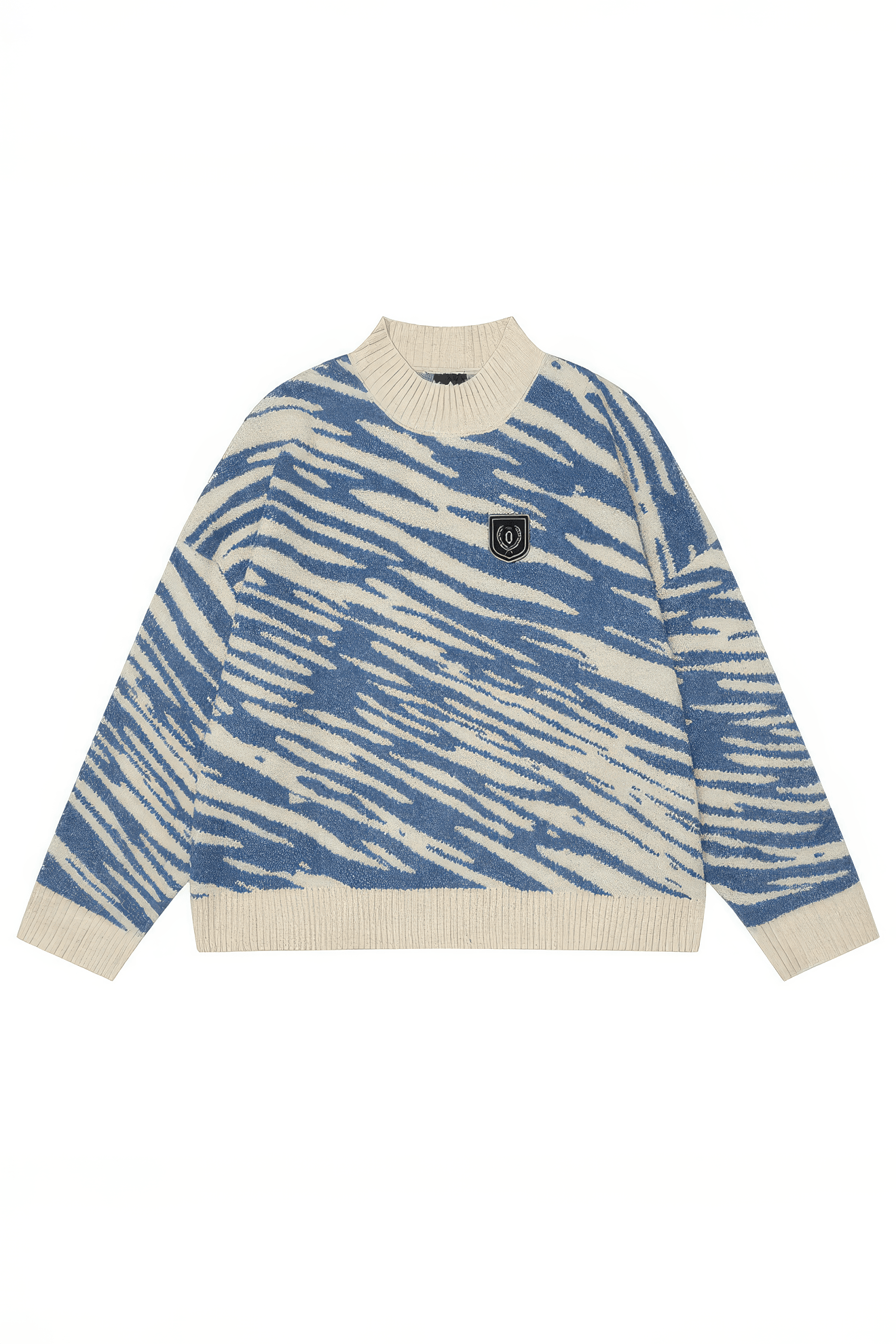 Winter Retro Zebra Knit Sweater – Embroidered Crew Neck for Couples - 4inme
