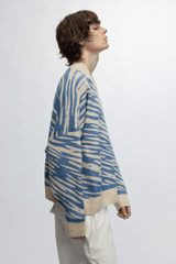 Winter Retro Zebra Knit Sweater – Embroidered Crew Neck for Couples - 4inme