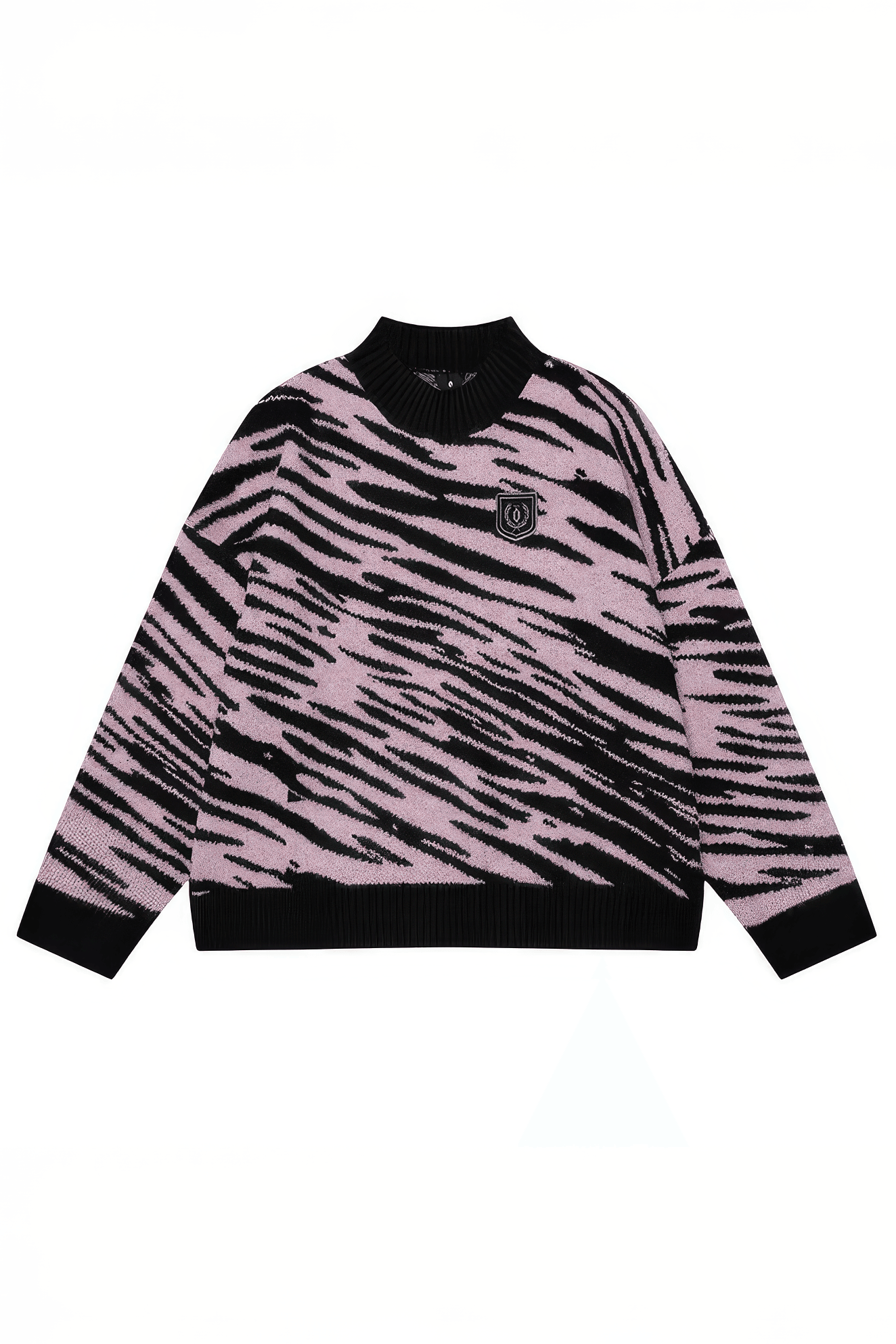 Winter Retro Zebra Knit Sweater – Embroidered Crew Neck for Couples - 4inme