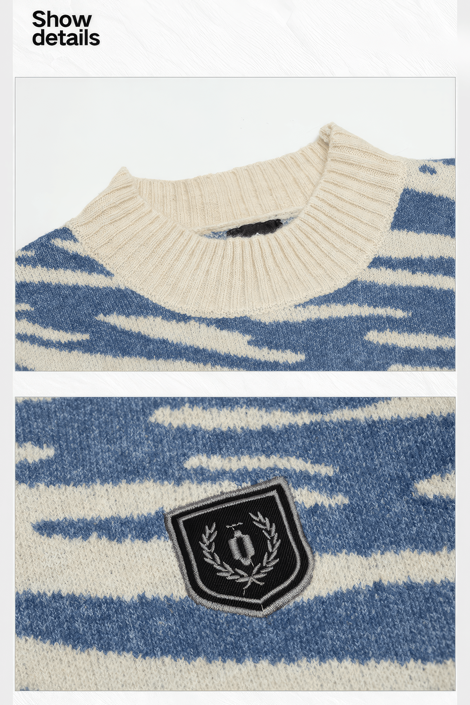 Winter Retro Zebra Knit Sweater – Embroidered Crew Neck for Couples - 4inme
