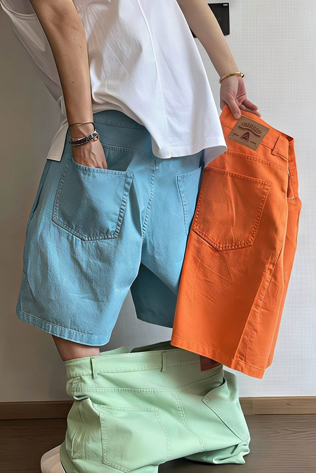 Men's Washed Canvas Shorts - Summer Solid Pastel Colors - 4inme