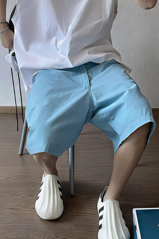 Men's Washed Canvas Shorts - Summer Solid Pastel Colors - 4inme
