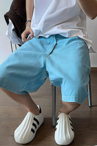 Men's Washed Canvas Shorts - Summer Solid Pastel Colors - 4inme