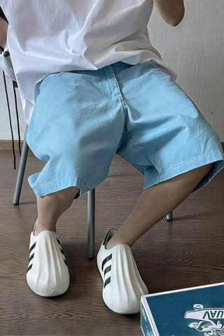 Men's Washed Canvas Shorts - Summer Solid Pastel Colors - 4inme