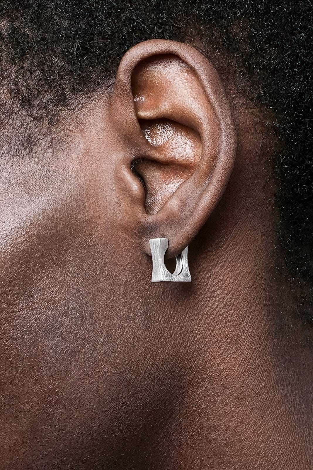 Men's Square Sterling Silver Earrings - Trendy Minimalist Design - 4inme