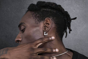 Men's Square Sterling Silver Earrings - Trendy Minimalist Design - 4inme