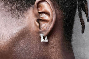 Men's Square Sterling Silver Earrings - Trendy Minimalist Design - 4inme